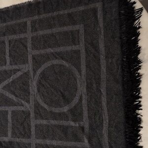 Toteme Monogram wool cashmere scarf dark grey black New W Tags